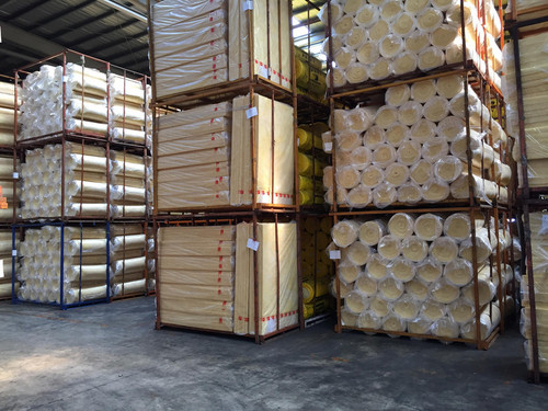 Insulation ready to be shipped. Factory plant walk through