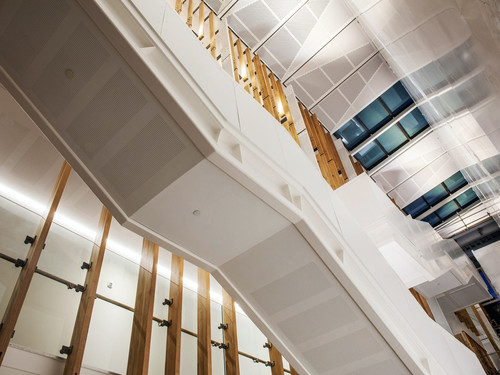 Feature lighting on stairwell University of Otago Dental School