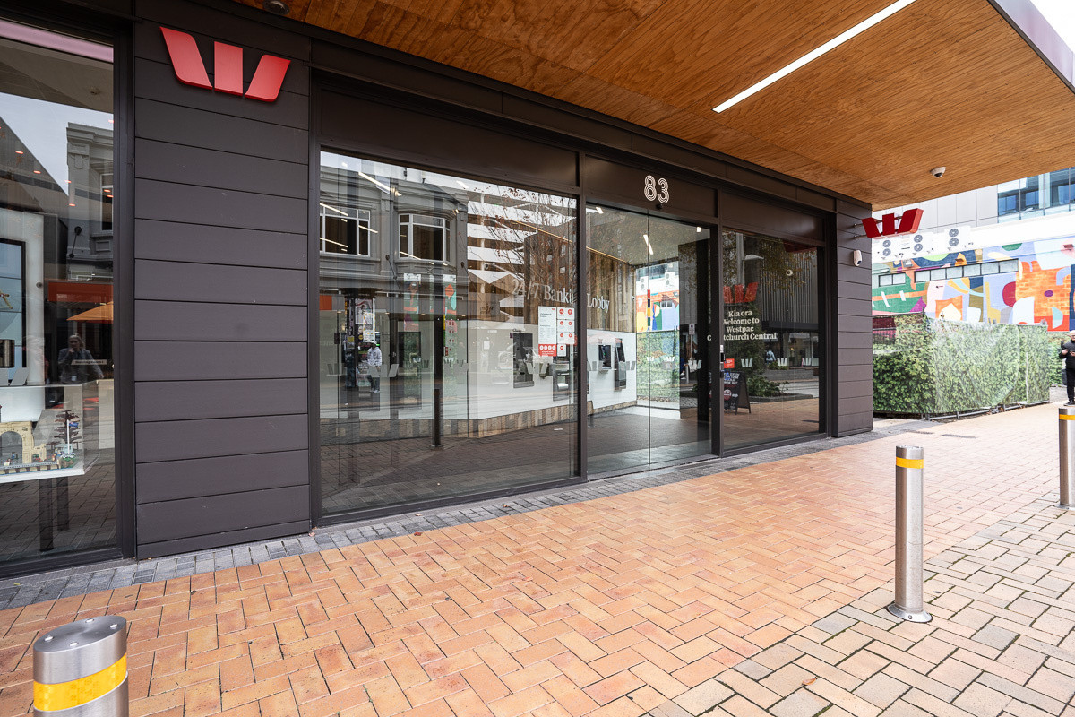 Westpac Bank New Zealand with commercial door by Commercial Door Services