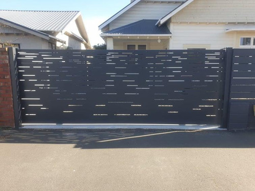 Lazer cut out steel driveway gate