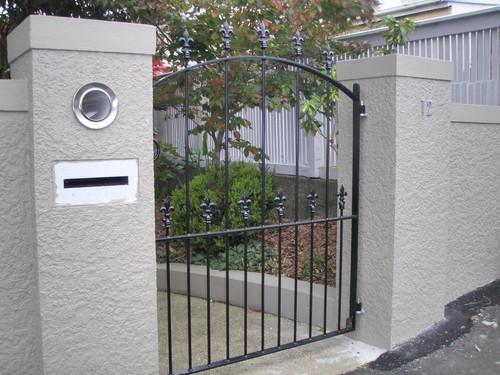 Modern black wrought iron gate