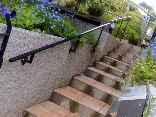 Outdoor metal handrail on stairs