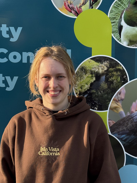 Image shows Anja GRay standing in front of AKV shed.