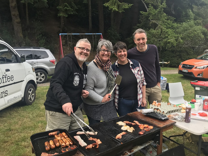 Breakfast cooks Chris Gallagher, Sarah Gallagher, Charlotte Wilson and Ian Telfer