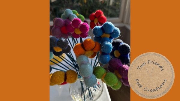 Felted Flowers $7.50 each - colour selected at random