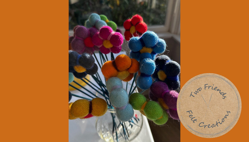 Felted Flowers $7.50 each - colour selected at random