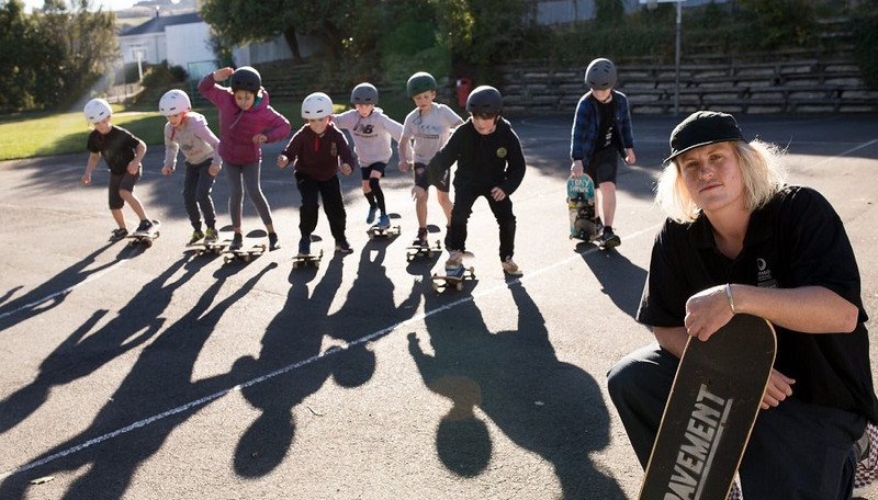 Opoho School pupils have been improving their balance and coordination while learning to skateboard with Otago Polytechnic Bachelor of Applied Science student Jimmy Hay.