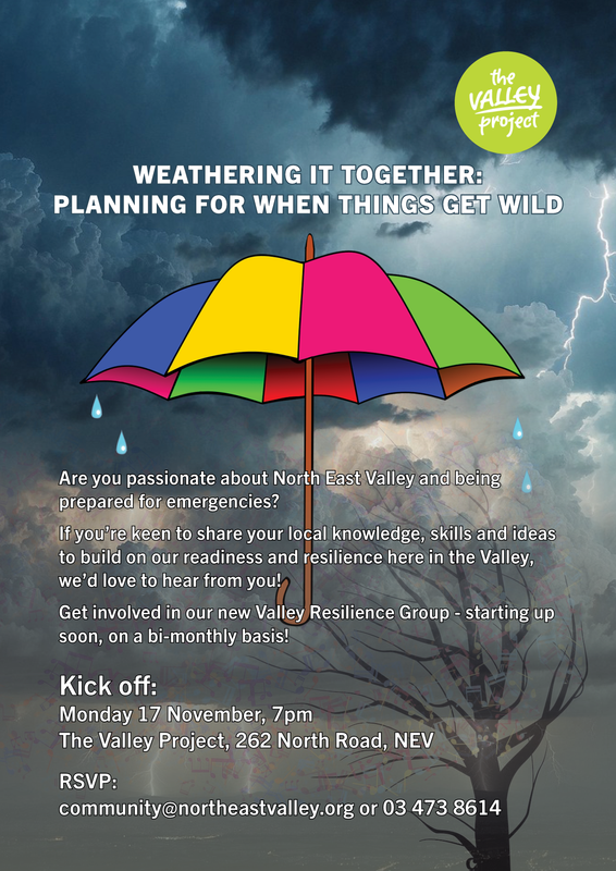 Picture of a stormy sky with lightening and a tree blowing in the wind with a colourful umbrella