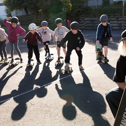 Opoho School pupils have been improving their balance and coordination while learning to skateboard with Otago Polytechnic Bachelor of Applied Science student Jimmy Hay.