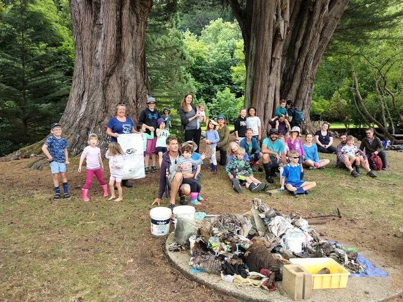 The awesome clean-up crew who fished an astonishing amount of rubbish out of a small section of Lindsay Creek at Chingford Park.