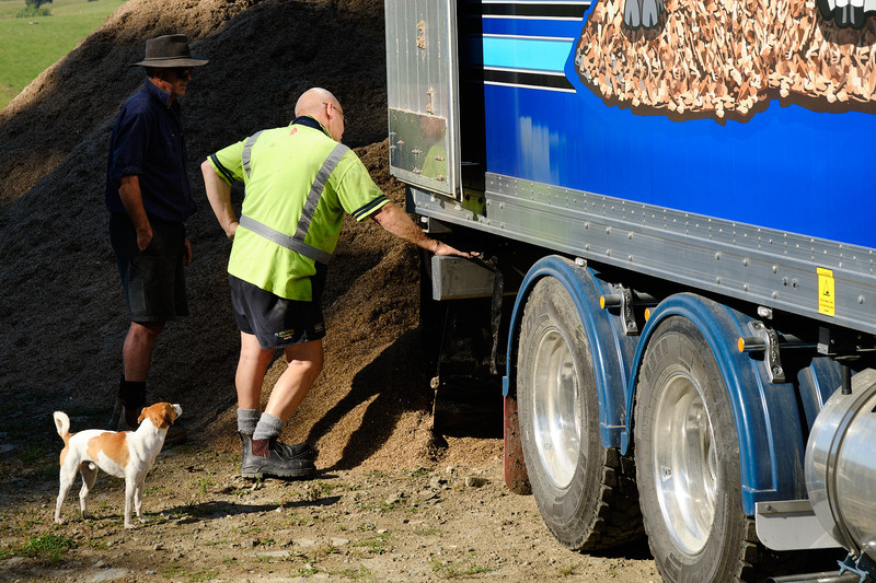 Happy to have a yarn while we deliver your sawdust or woodchips