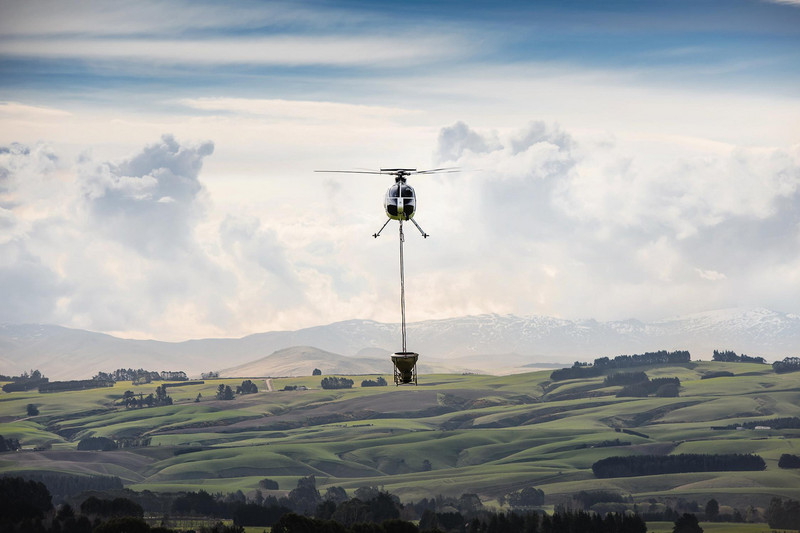 Helicopter fertiliser drop