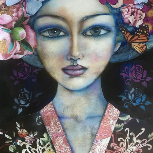 Geisha with Whispering Butterflies