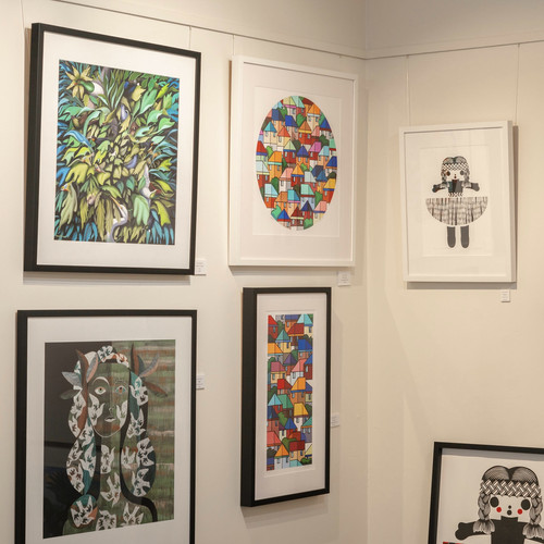 Framed selection of prints in various contemporary styles