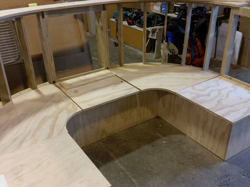 Framework for booth seating manufactured by Nigel Molloy Joinery - there were four booths to upholster.