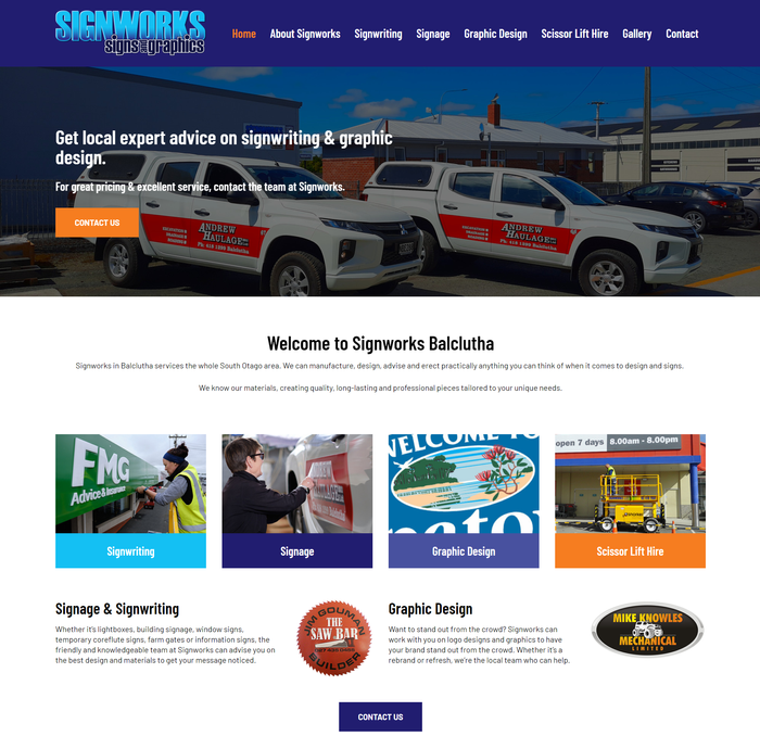 Signworks South Otago website by Turboweb