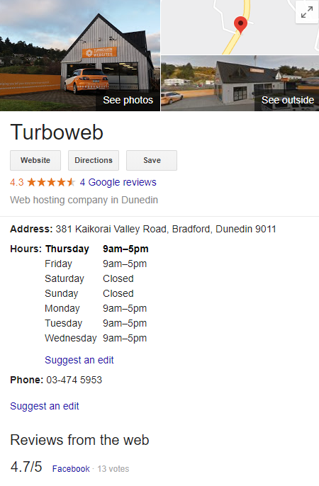 Turboweb hours Google My Business