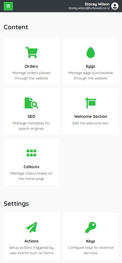 Turboweb's admin dashboard is mobile friendly Turboweb's admin dashboard is mobile friendly