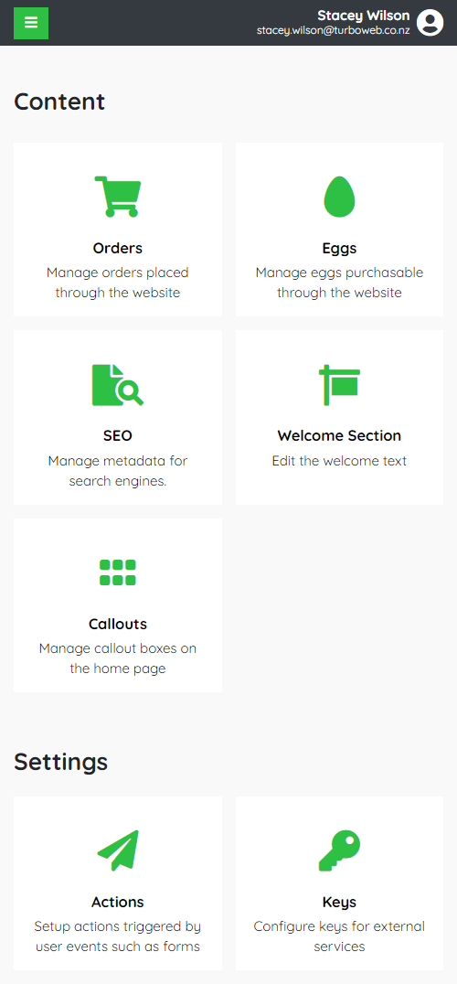 Turboweb's admin dashboard is mobile friendly Turboweb's admin dashboard is mobile friendly