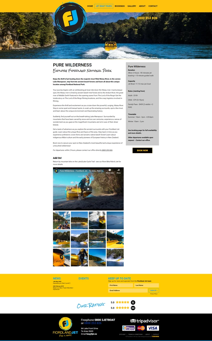 Fiordland Jet website booking feature Fiordland Jet website booking feature