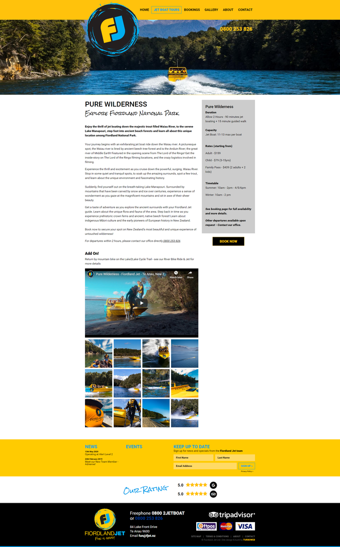 Fiordland Jet website booking feature Fiordland Jet website booking feature