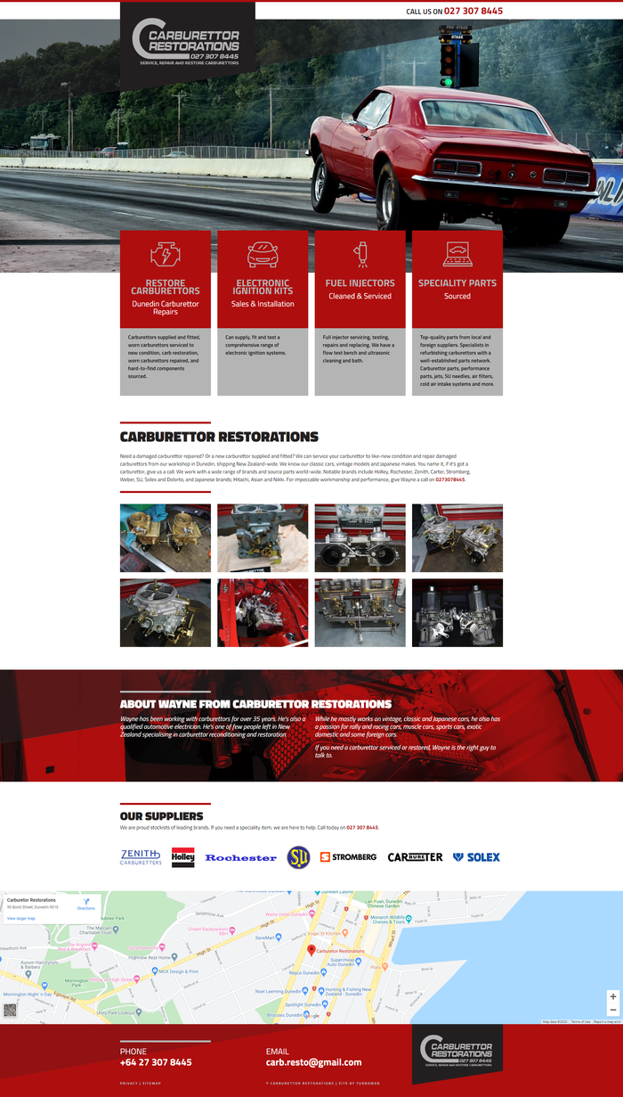 Carburettor Restorations website by Turboweb
