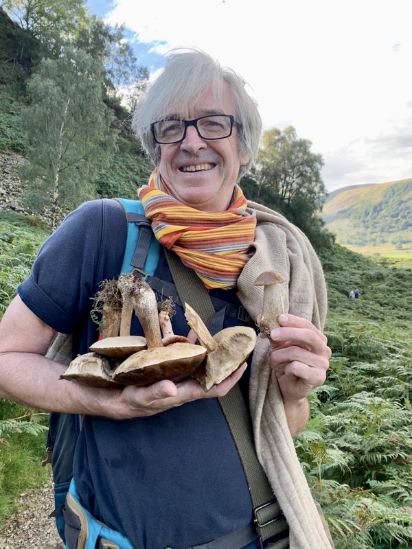 James with mushrooms in the Lake District, England