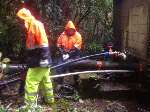 Fitting off the temporary water supply into existing pipework