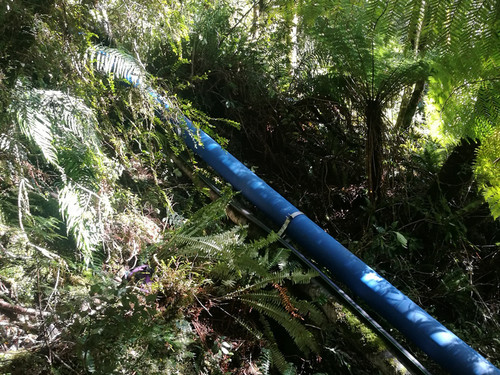 Pipeline laid on incline uphill at Deep Cove