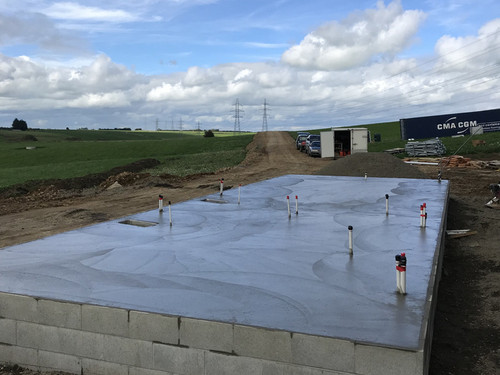 Silo pad poured