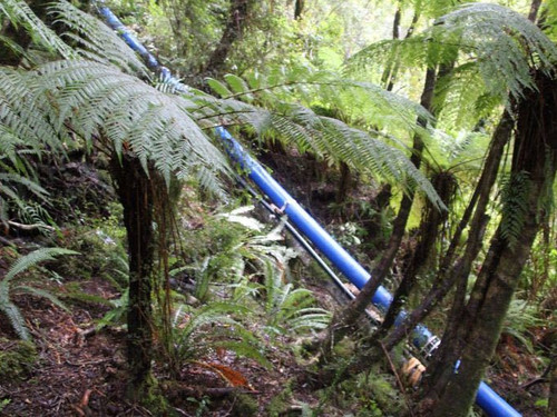 Pipeline on a steep part of incline