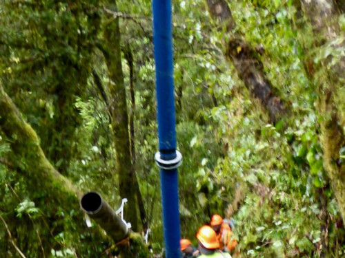 Final section of pipe being lowered into position at Deep Cove