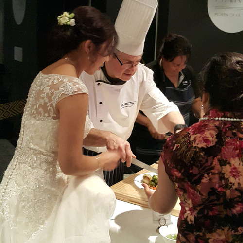 Carving meat at wedding function