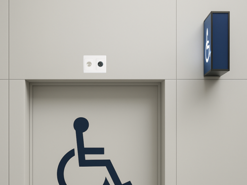 Assessibility alarm above door to disabled toilet