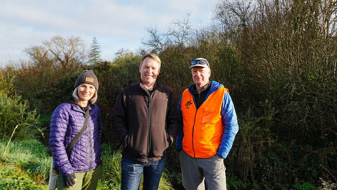 Aroha Cambridge Trustee Di Tocker, Waipa District Council park operations leader Matt Johnston and Aroha Cambridge Trustee Peter Russell