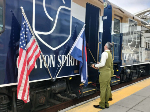 Canyon Spirit train departing Denver