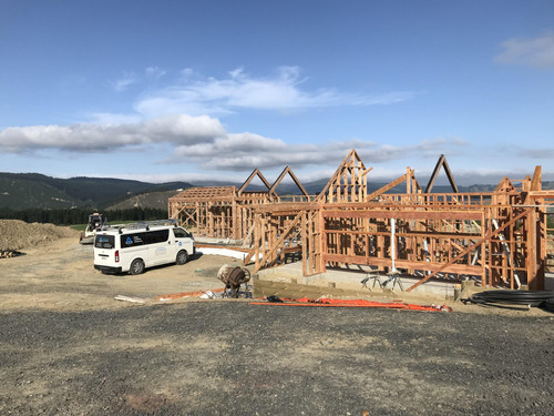 The basic new home structure going up