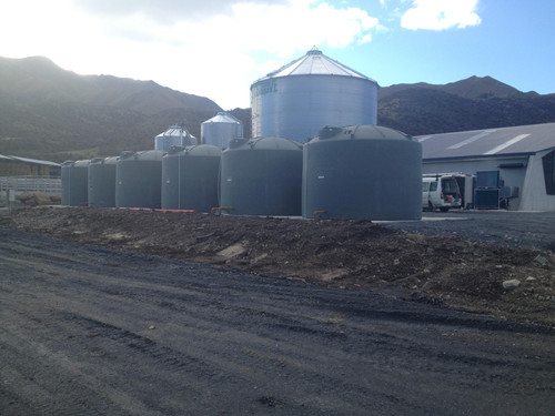 Water tanks at the dairy shed