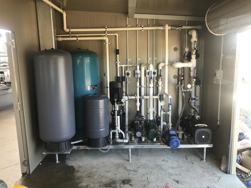 Water treatment and pipework installed at a dairy shed