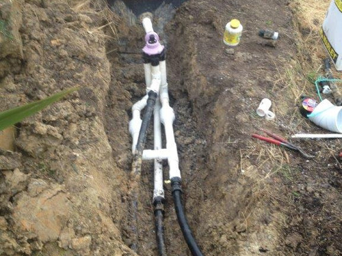 Pipeline going in for a septic tank