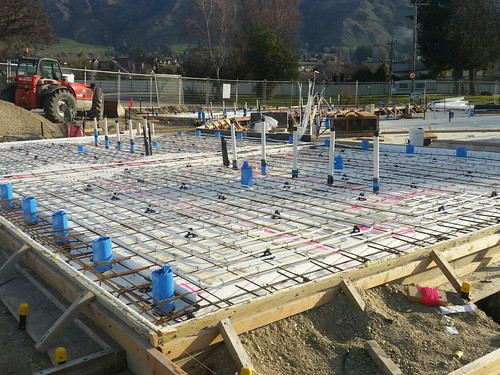 The foundation slab going in at the Wanaka Lakeview Holiday Park