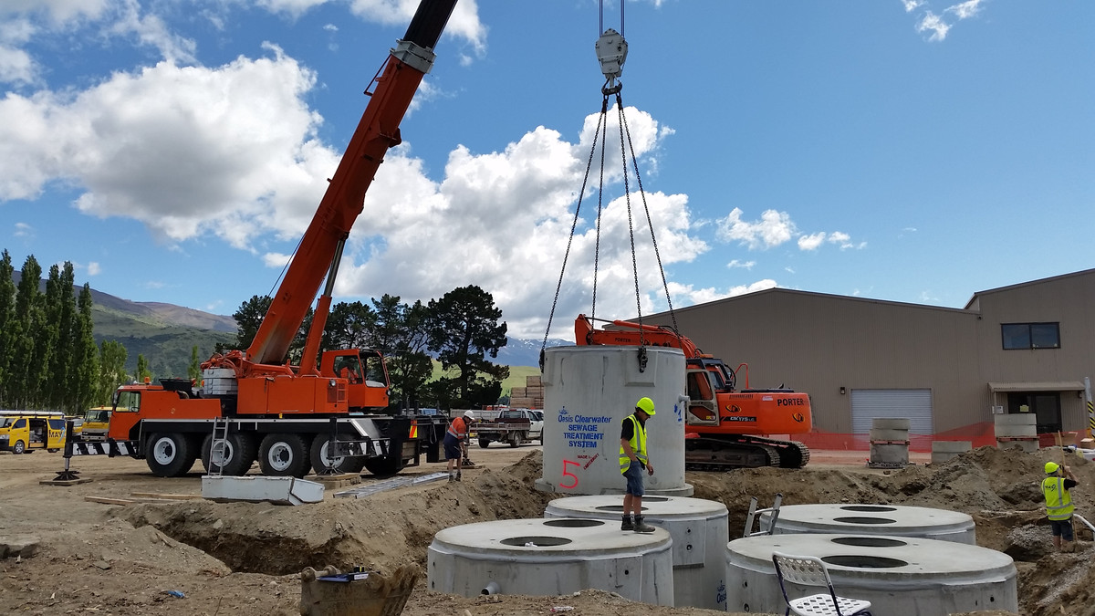 Tanks going in the hole at the cherry packhouse