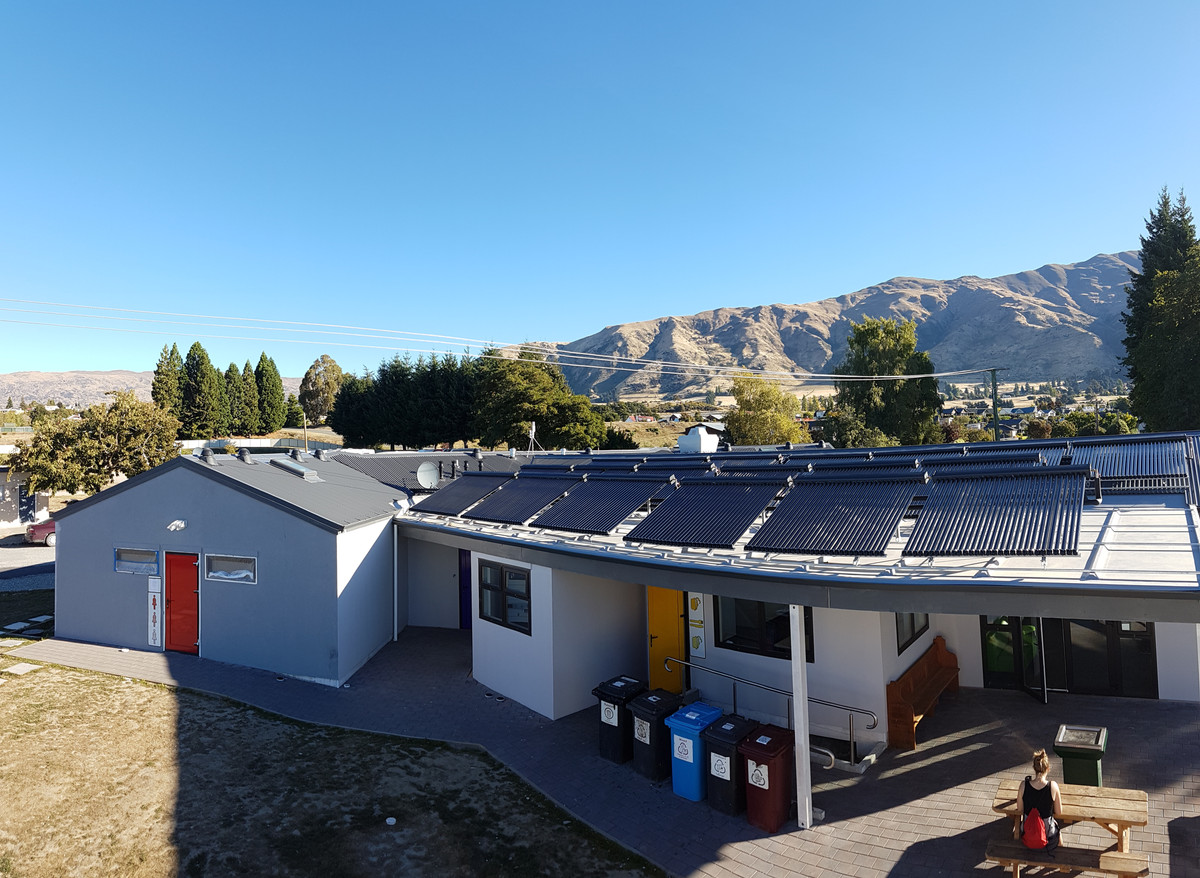 The solar collectors - 580 tubes at the Wanaka Lakeview Holiday Park