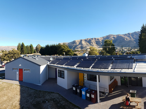 The solar collectors - 580 tubes at the Wanaka Lakeview Holiday Park