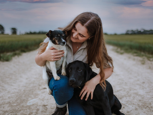 Pearl and Beau lapping up some hugs from Anna