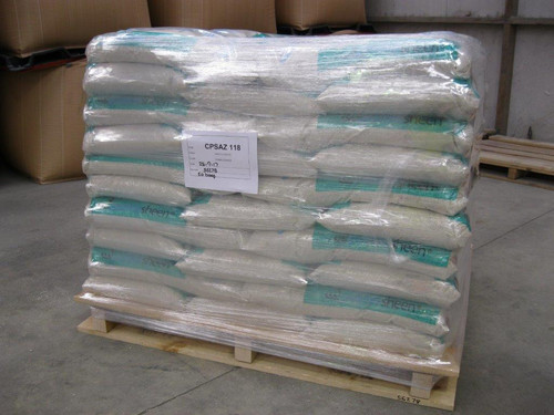 20kg bags moved onto pallets and shrink wrapped